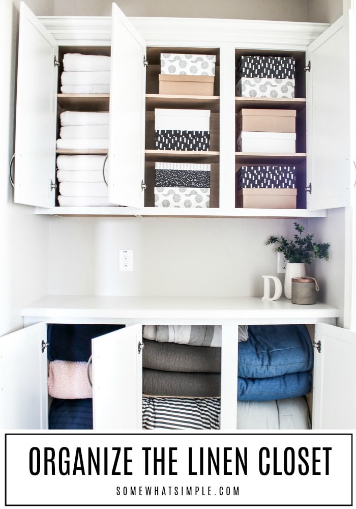 Grab $30 cash and set aside 2 hours of your time! Today we are organizing the linen closet and it is going to be AMAZING! #linenclosetorganization #linenclosetorganizationideas #smalllinenclosetorganization #linencloset #linenclosetideas via @somewhatsimple