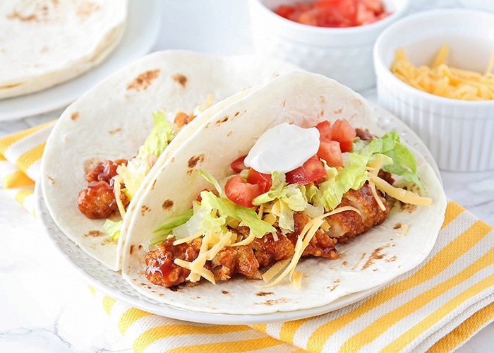 two bbq chicken tacos
