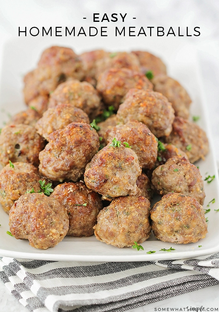 These delicious and savory homemade meatballs are so easy to make and take only 10 minutes to prepare! These meatballs are so versatile, they can be used in any recipe that calls for them.  This meatball recipe also freezes well, making meal prep super easy!! #meatballsfromscratch #homemademeatballs #meatballrecipe #easymeatballrecipe #howtomakehomemademeatballs
#simplemeatballrecipe via @somewhatsimple