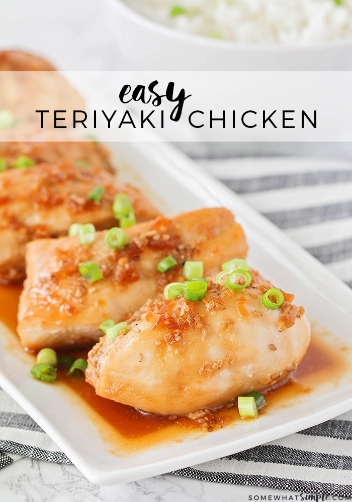 Using only 2 ingredients, this is the easiest teriyaki chicken recipe you will ever make! I'll show you how to make it in the oven and in a crock pot. Dinner will smell amazing all day and taste delicious tonight! #crockpotchickenteriyakirecipe #crockpotrecipe #howtomaketeriyakichicken #easydinner #teriyakichicken via @somewhatsimple