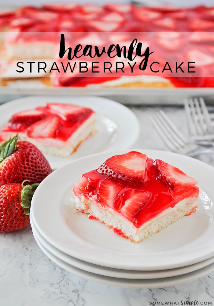 This simple recipe is hands-down the best strawberry cake recipe you'll ever make! It's deliciously creamy, full of sweet strawberry flavor, and it's super simple to make! via @somewhatsimple