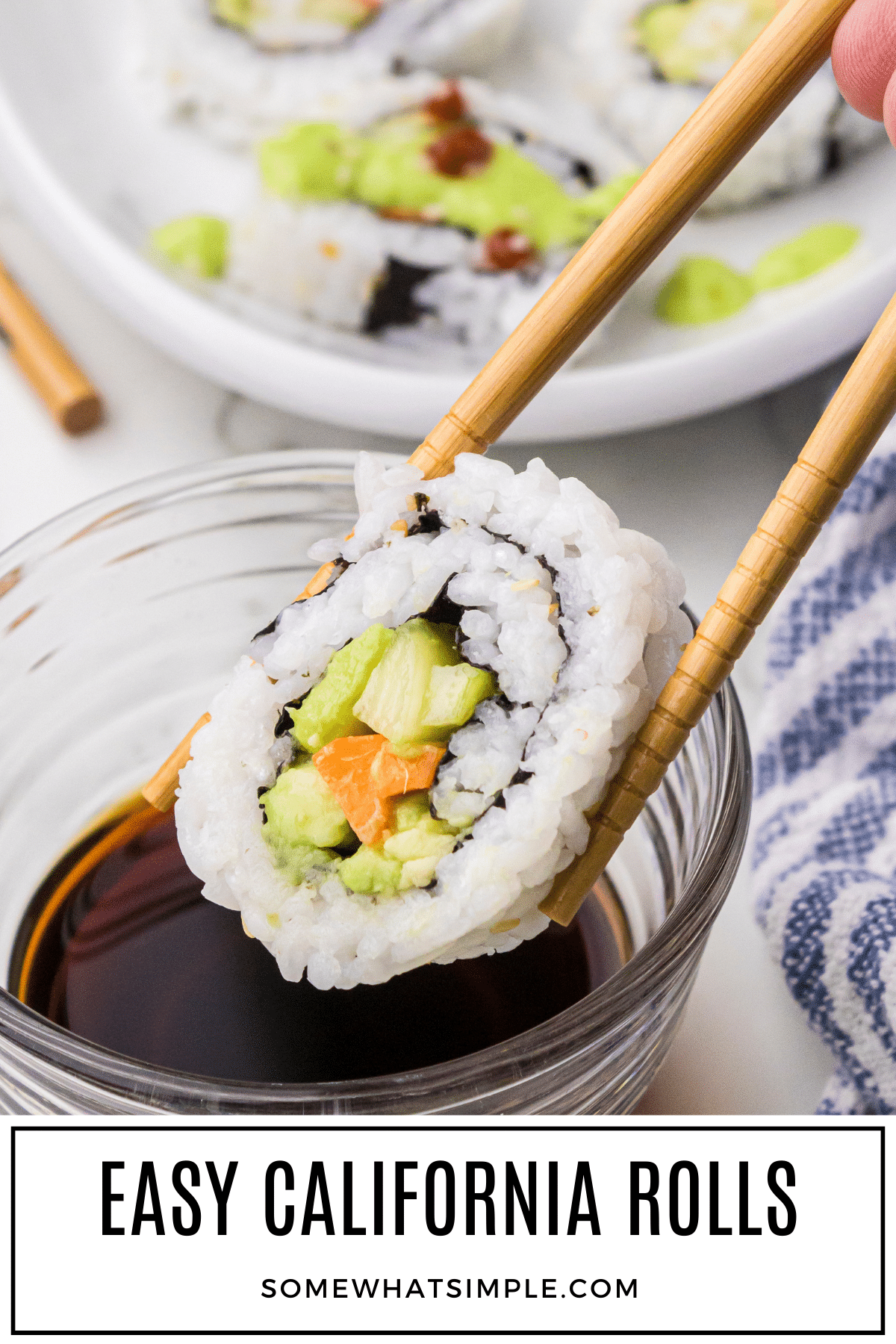 This sushi favorite is full of flavor and easy to make. If you're a sushi pro or a newbie, our California Roll recipe is sure to impress! via @somewhatsimple