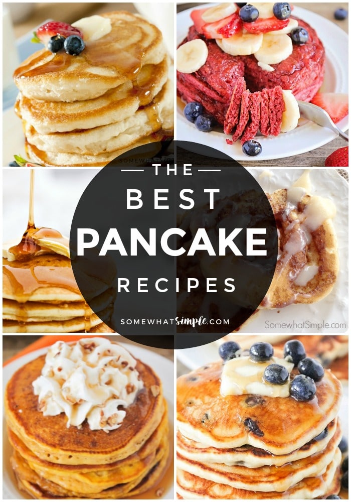 Fluffy pancakes, pumpkin pancakes, German pancakes and more! Grab a glass of milk and get ready for our very favorite pancake recipes!  #pancakes #recipes #breakfast #brunch  via @somewhatsimple