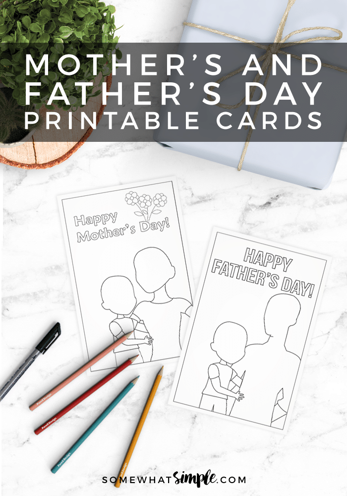 These adorable printable Mothers Day cards are the perfect card for kids to give their moms! We also have a Father's Day card too! Download, print and you're good to go! #mothersday #fatherday #cards #printable #freecards via @somewhatsimple