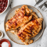 Plated grilled BBQ Cranberry Chicken