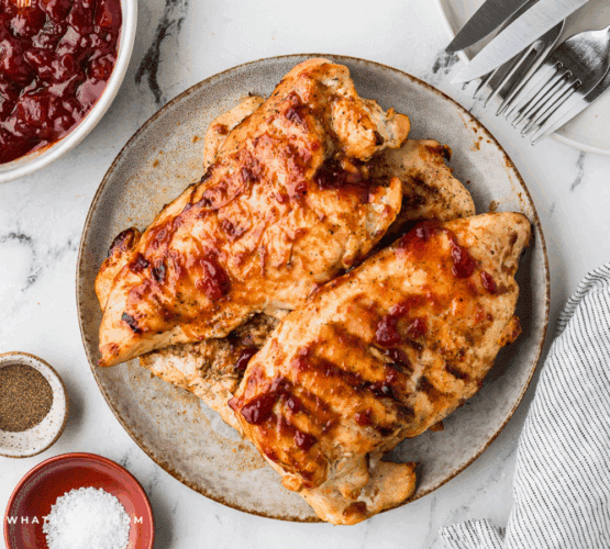 Plated grilled BBQ Cranberry Chicken