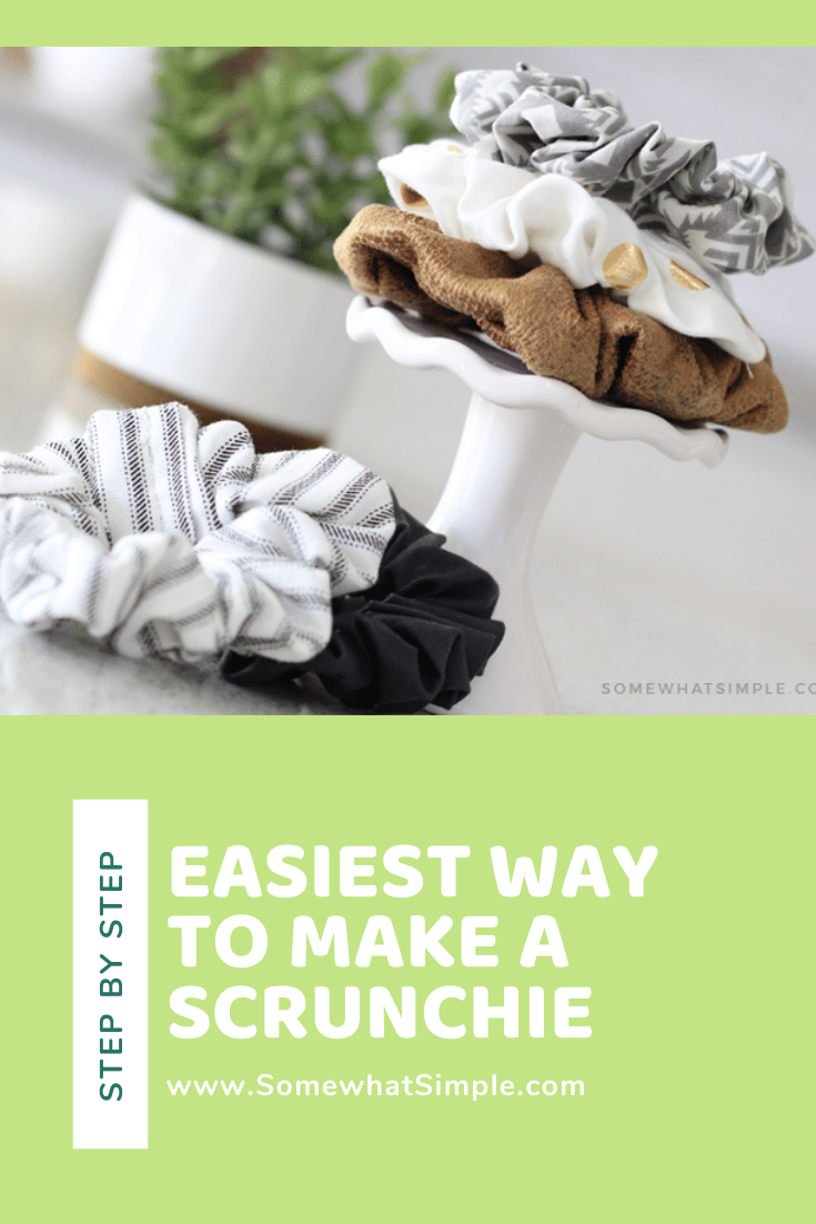 Scrunchies are all the rage and you won't believe how easy they are to make! Learn how to make a scrunchie in just a few minutes that are exactly like what you would buy in the store! #diyscrunchie #howtomakeascrunchie #howtomakeascrunchievideo #howtomakescrunchies #howtomakeaprofessionalscrunchie via @somewhatsimple