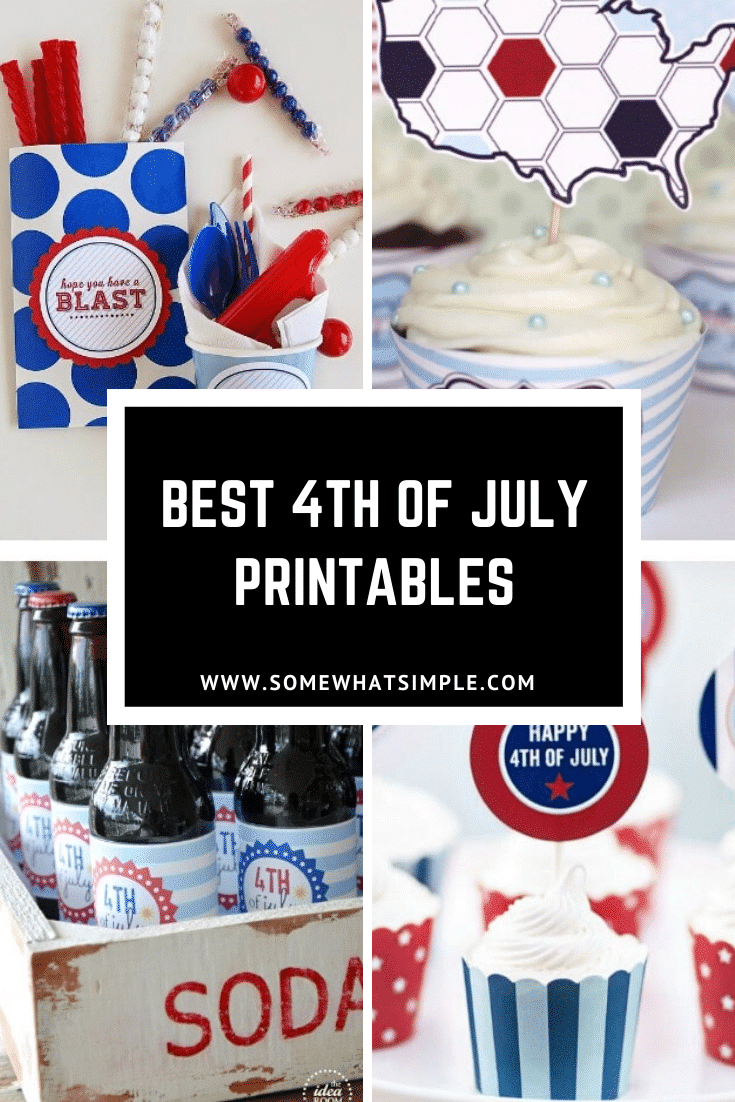 Get ready to celebrate Independence Day with 15 favorite 4th of July Printables!  These adorable ideas will help make your July 4th more festive and patriotic. #4thofjuly #printables #july4thfreeprintables #july4thdecorations #july4printablesforkids via @somewhatsimple