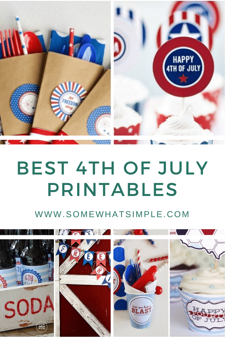 Get ready to celebrate Independence Day with 15 favorite 4th of July Printables!  These adorable ideas will help make your July 4th more festive and patriotic. #4thofjuly #printables #july4thfreeprintables #july4thdecorations #july4printablesforkids via @somewhatsimple