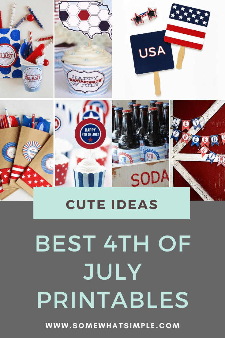 Get ready to celebrate Independence Day with 15 favorite 4th of July Printables!  These adorable ideas will help make your July 4th more festive and patriotic. #4thofjuly #printables #july4thfreeprintables #july4thdecorations #july4printablesforkids via @somewhatsimple