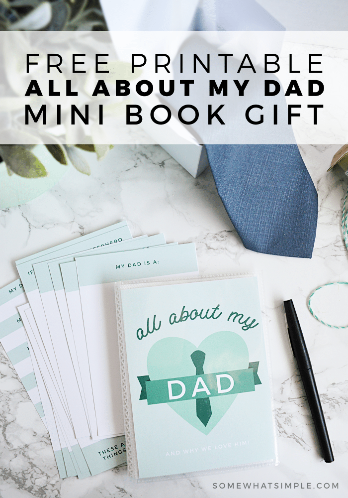All About My Dad Book - Free Printable Gift Idea! The kids are going to LOVE putting together this All About My Dad printable book! Such a great idea for Father's Day or dad's birthday! #gift #fathersday #dad #printable #allaboutmydad via @somewhatsimple