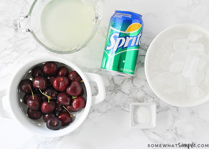 looking down on the ingredients to make a fresh fruit slushie