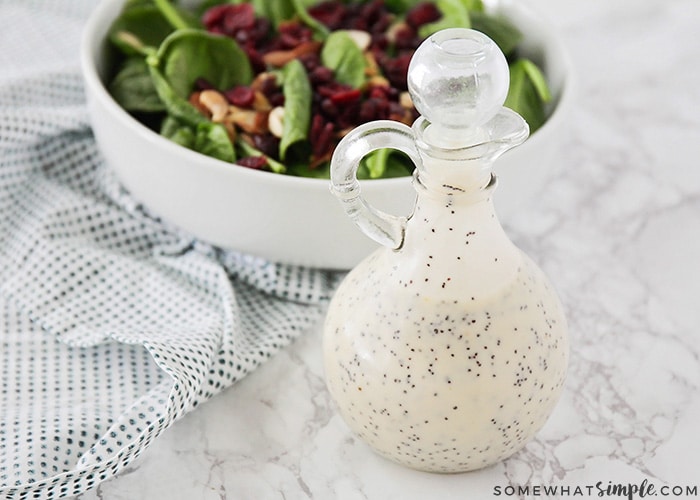 a bottle of creamy poppy seed salad dressing