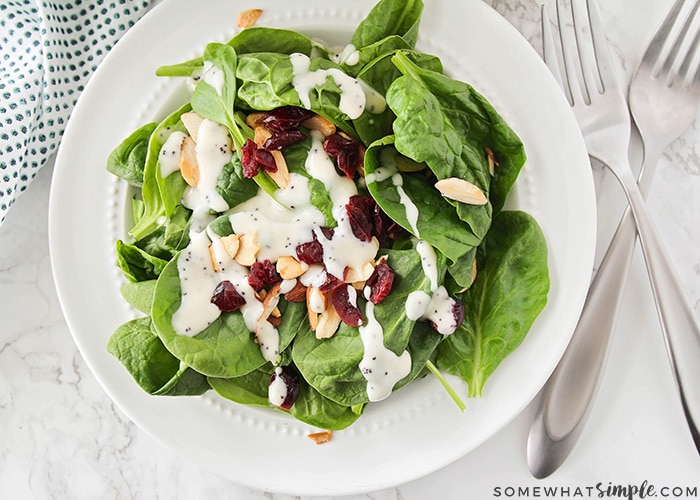Spinach Salad with Cranberries and Almonds - Somewhat Simple