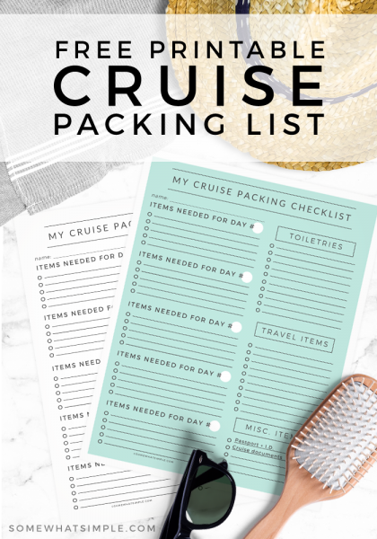 Printable Cruise Packing List (FREE Printable) | Somewhat Simple