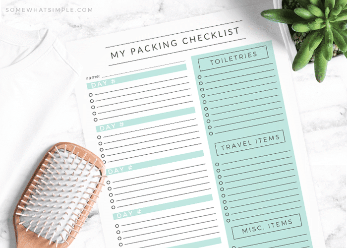 packing checklist free printable family vacation road trip travel