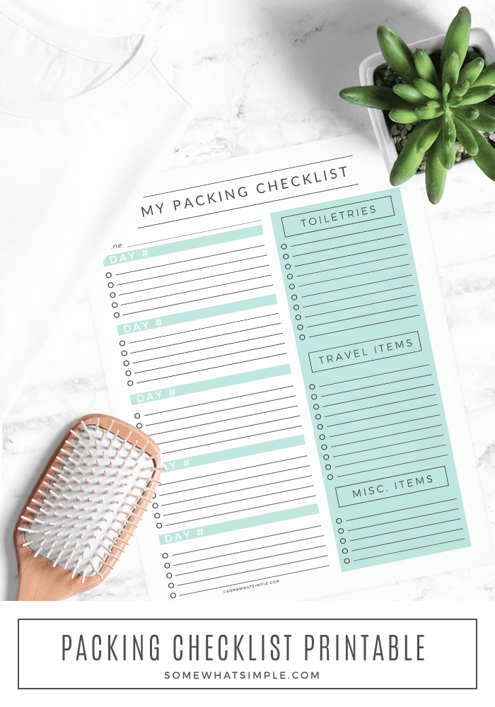 Take some of the guesswork and stress off of mom this year with our free printable packing list! Planning for your next family vacation is going to be AWESOME! #packinglist #printablepackinglist #printable #travellist via @somewhatsimple