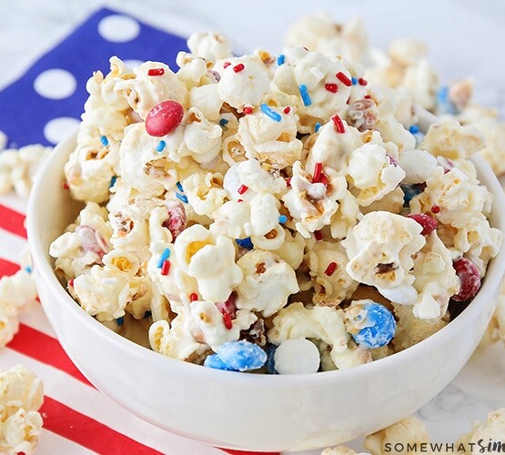 patriotic white chocolate popcorn
