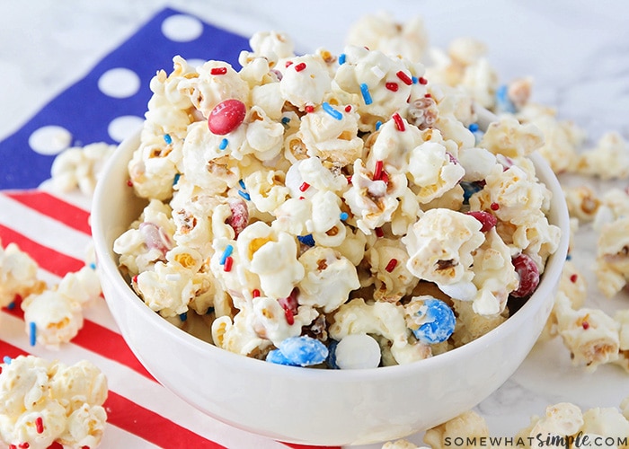 patriotic white chocolate popcorn