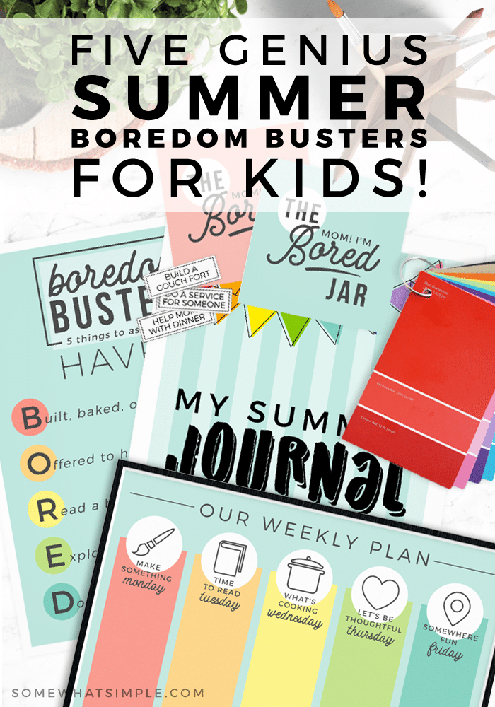 5 fun Summer printables jam packed with fun and useful boredom busters! Get ready to have the best summer yet! #summer #activities #printables #summerideas via @somewhatsimple
