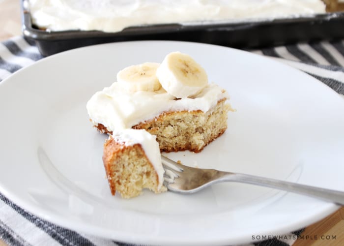 a banana bar square topped with frosting