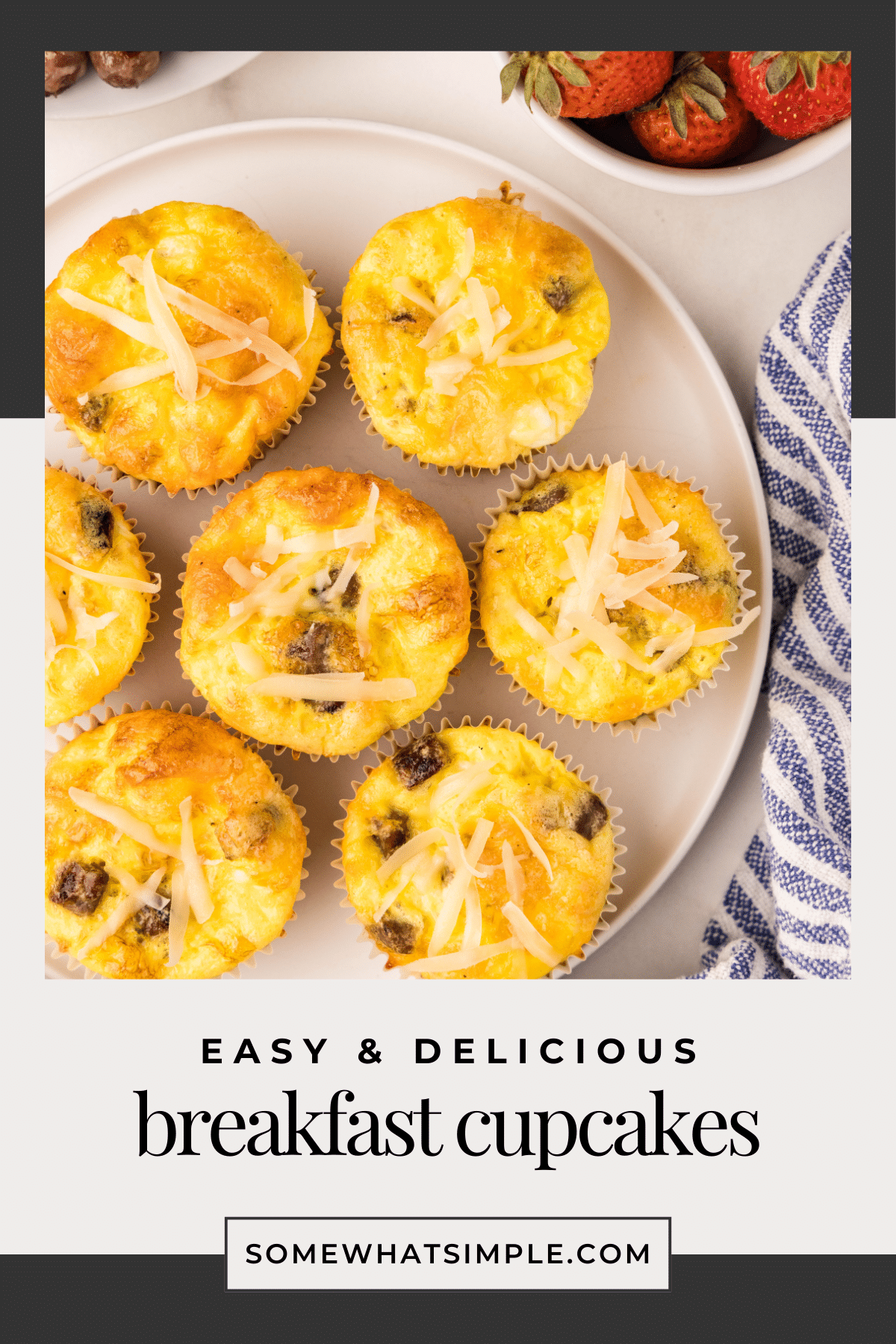 Start your day with easy, customizable breakfast cupcakes made with eggs, cheese, and your favorite toppings. Perfect for meal prep and kid-approved! via @somewhatsimple