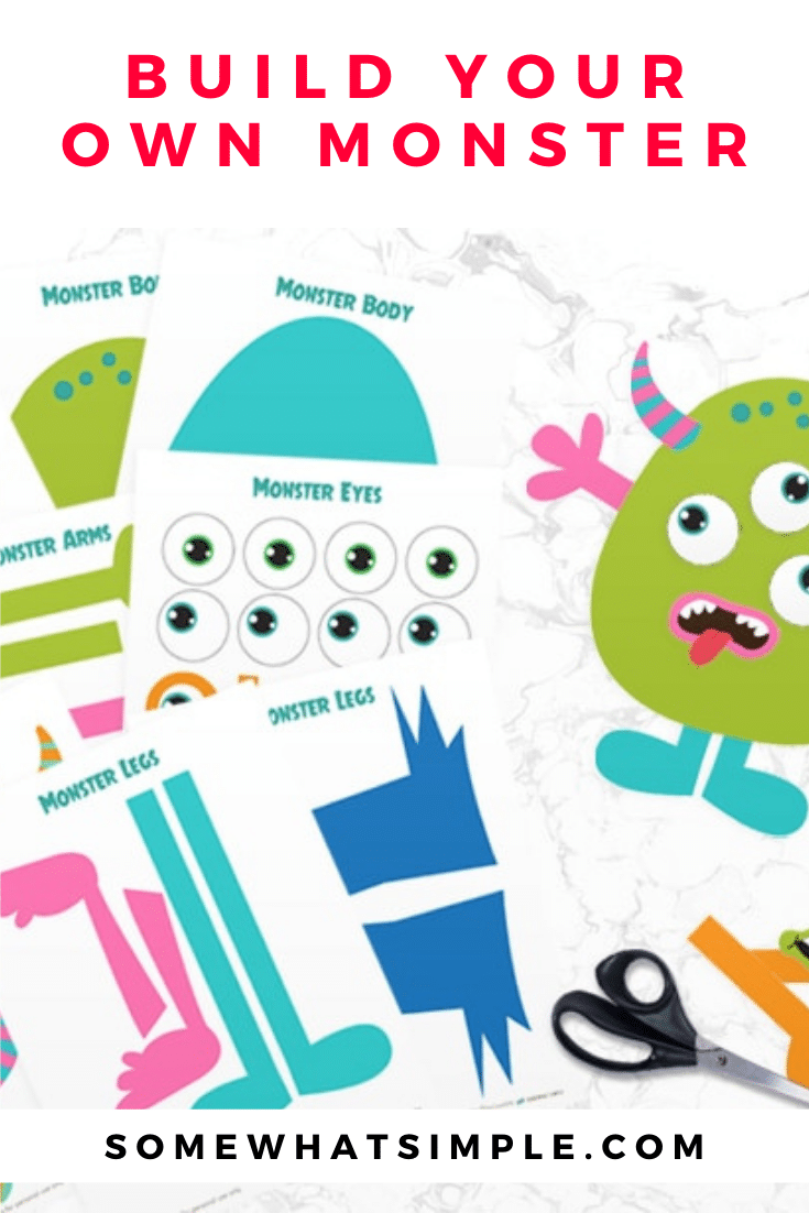 Are you looking for something to keep little hands busy? Try this adorable Build A Monster Printable Kit! This free printable is a fun activity your kids will love! All you need are office supplies and some imagination! This activity is especially fun to make around Halloween! #buildamonsterprintable #buildamonsterfreeprintable #buildamonsterkit #makeamonsterfreebie #buildamonstercraft via @somewhatsimple