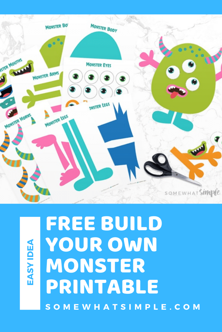 Are you looking for something to keep little hands busy? Try this adorable Build A Monster Printable Kit! This free printable is a fun activity your kids will love! All you need are office supplies and some imagination! This activity is especially fun to make around Halloween! #buildamonsterprintable #buildamonsterfreeprintable #buildamonsterkit #makeamonsterfreebie #buildamonstercraft via @somewhatsimple