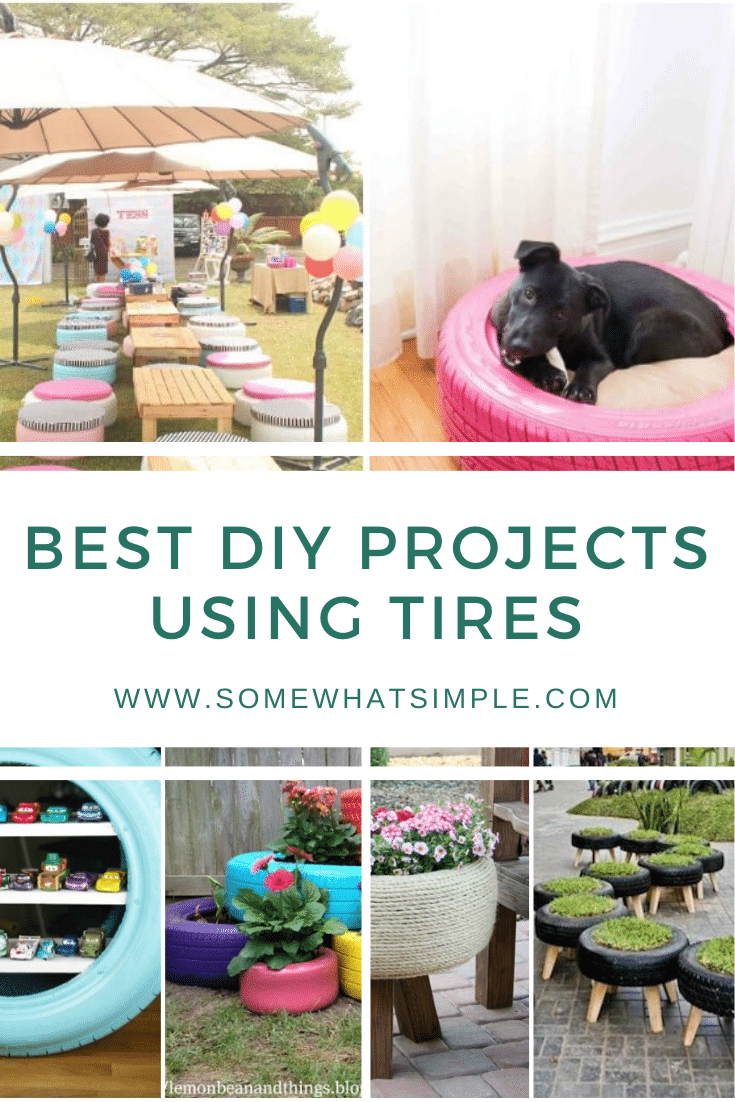 Old tires can be a nightmare to recycle, but have no fear! Here are 10 tire recycling ideas that will give your old tires new life and make them look amazing! #diytireprojects #gardentireprojects #backyardtireprojects #creativetireprojectideas #tireprojectsforkids via @somewhatsimple