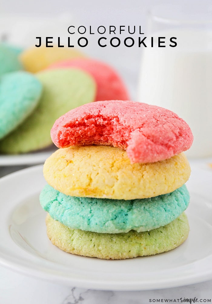 These bright and colorful Jello cookies are such a fun way to get the kids involved in the kitchen, and they're easy to make too!  Using Jello mix and a few simple ingredients you probably already have in your kitchen, these cookies will be ready in no time. #easyjellocookies #colorfulcookierecipe #jellocookies #jellocookiesrecipe #howtomakejellocookies via @somewhatsimple