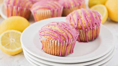 Lemon Poppyseed Muffins With Blueberry Glaze Somewhat Simple