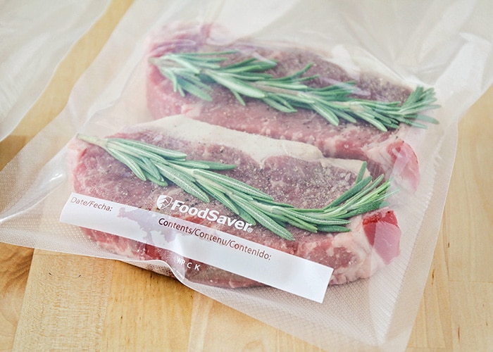 cuts of steak in a vacuum sealed bag