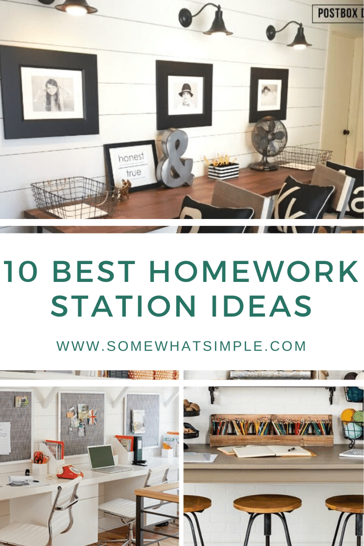 Set your kids up with some serious Back-to-School SUCCESS by making a special spot to study and complete their homework assignments! Here are 10 of our favorite homework station ideas you can create in your home! #homeworkstation #homework #backtoschool #kidsdesk #homeworkstationideas via @somewhatsimple