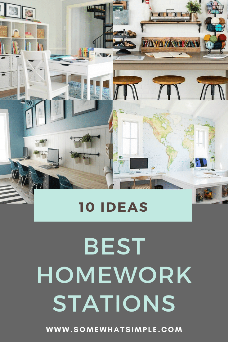 Set your kids up for some Back-to-School SUCCESS with a special spot to study and complete their assignments! Here are 10 favorite homework station ideas that will make doing homework a little less painful. via @somewhatsimple