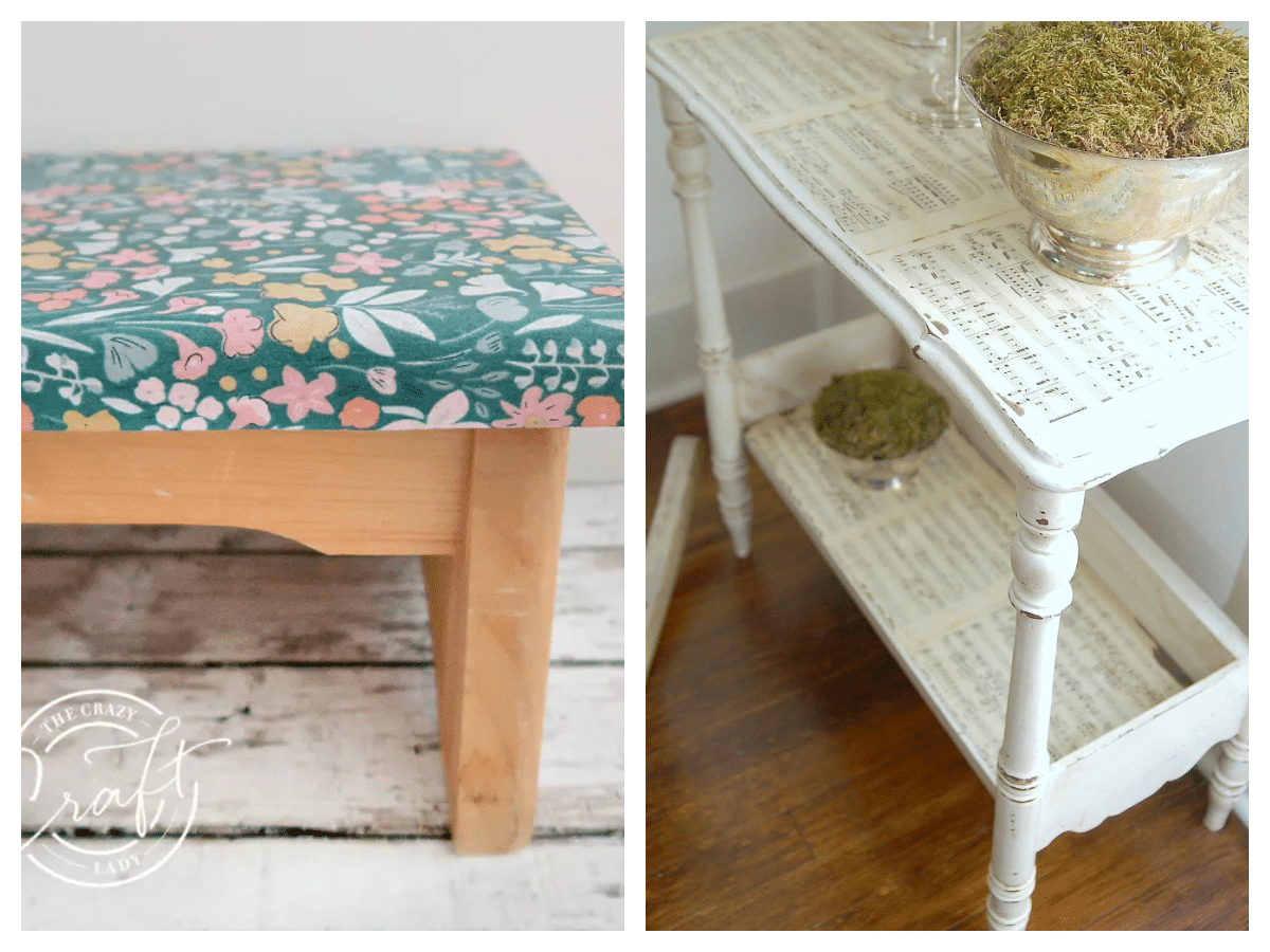 covering furniture with fabric and paper