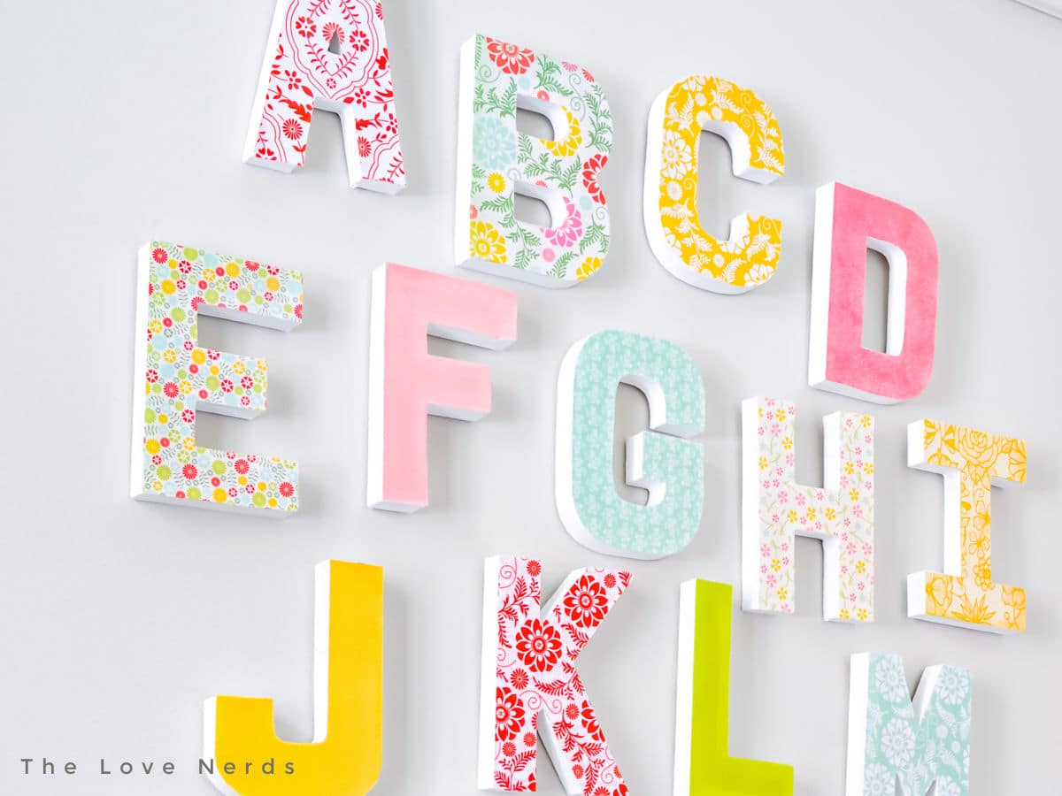 wall of pastel letters