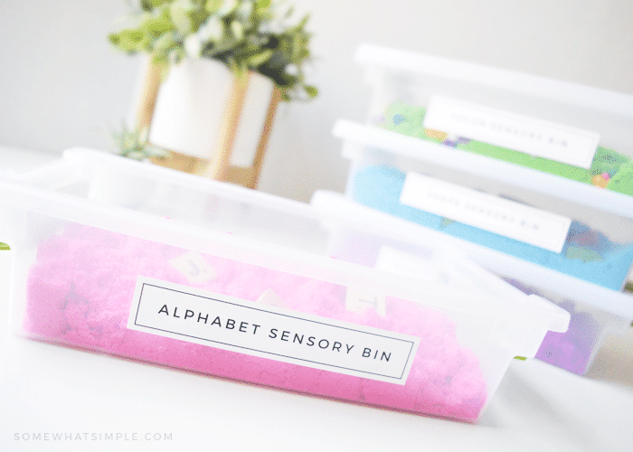 Mini Sensory Bin w Kinetic Sand Printables Somewhat Simple
