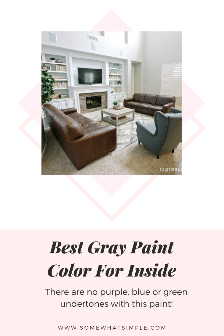 This is the best interior gray paint color you'll ever find. It's perfect for bedrooms, bathrooms, kitchens and family rooms.  If you're struggling to find a true gray paint without any undertones, this post is for you! #bestgraypaintforbedroom #bestgraypaintcolor #graypaintwithoutundertones #dunnedwardsminersdustgraypaint #graypaintcolorforlivingroom via @somewhatsimple