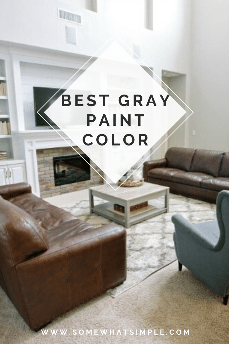 This is the best interior gray paint color you'll ever find. It's perfect for bedrooms, bathrooms, kitchens and family rooms.  If you're struggling to find a true gray paint without any undertones, this post is for you! #bestgraypaintforbedroom #bestgraypaintcolor #graypaintwithoutundertones #dunnedwardsminersdustgraypaint #graypaintcolorforlivingroom via @somewhatsimple