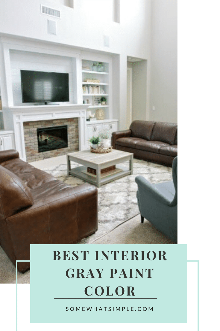 This is the best interior gray paint color you'll ever find. It's perfect for bedrooms, bathrooms, kitchens and family rooms.  If you're struggling to find a true gray paint without any undertones, this post is for you! #bestgraypaintforbedroom #bestgraypaintcolor #graypaintwithoutundertones #dunnedwardsminersdustgraypaint #graypaintcolorforlivingroom via @somewhatsimple