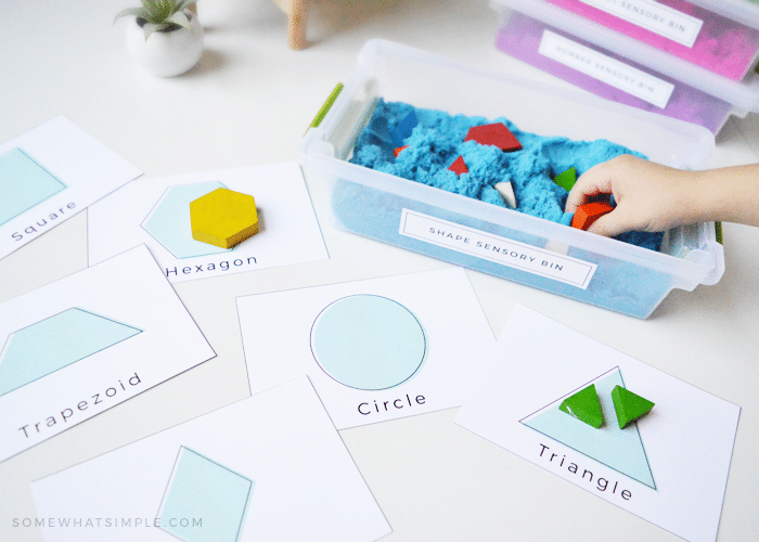 Mini Sensory Bin w/ Kinetic Sand (+ Printables) - Somewhat Simple