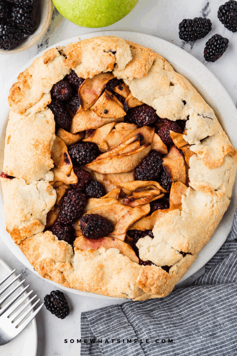 overhead close up of a Blackberry and Apple Galette