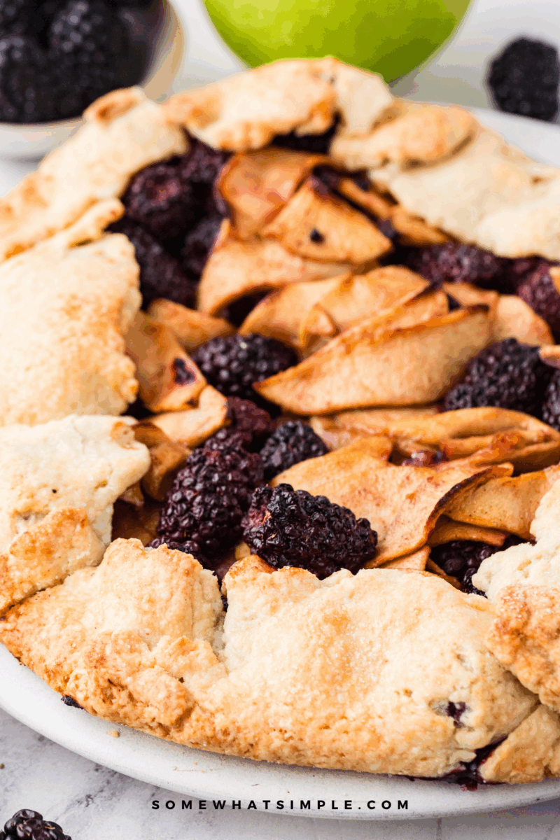 close up of a Blackberry and Apple Galette