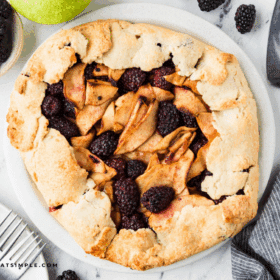 overhead shot of a Blackberry and Apple Galette fresh from the oven
