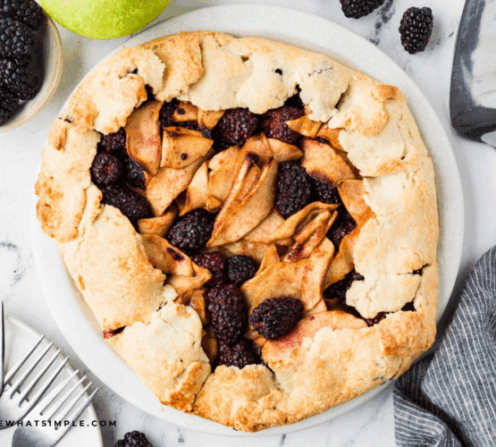 overhead shot of a Blackberry and Apple Galette fresh from the oven
