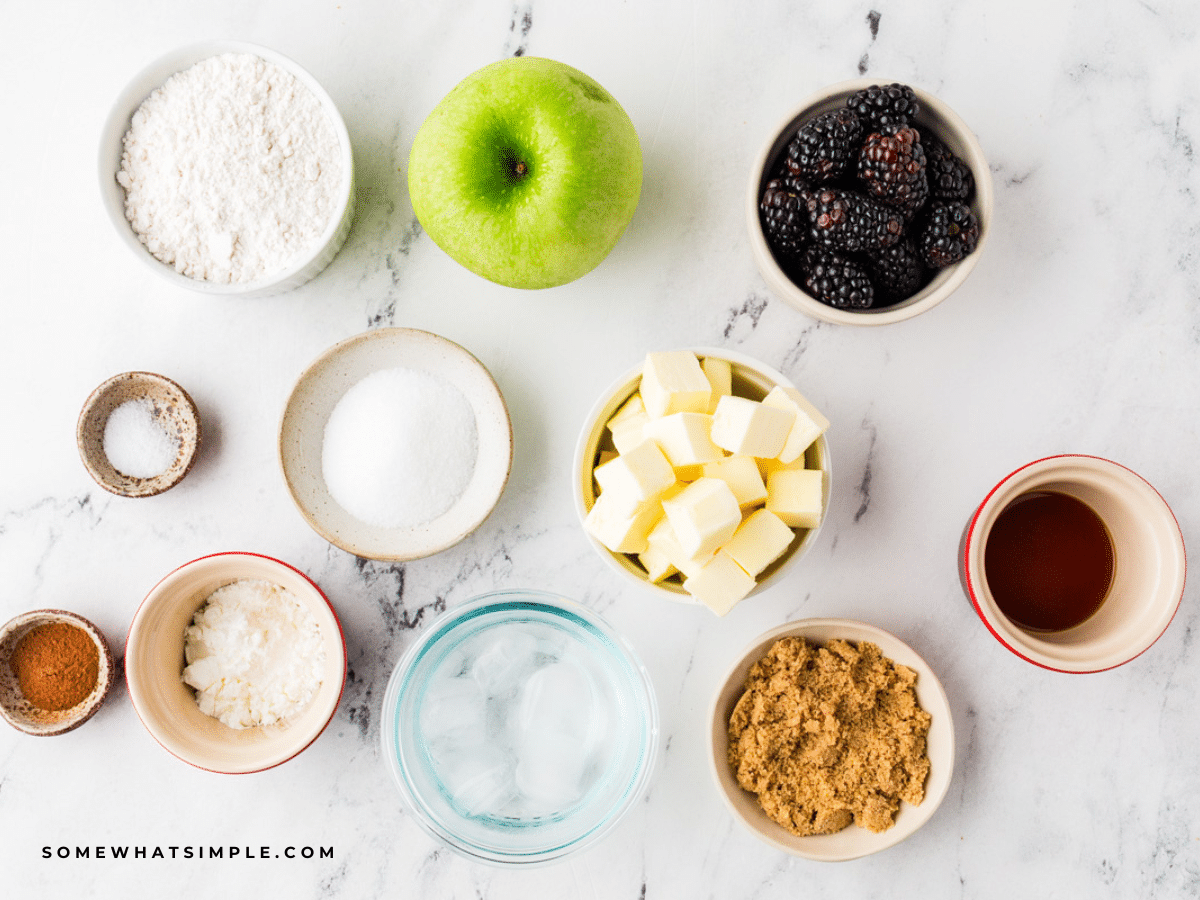 ingredients to make Blackberry and Apple Galette on the counter