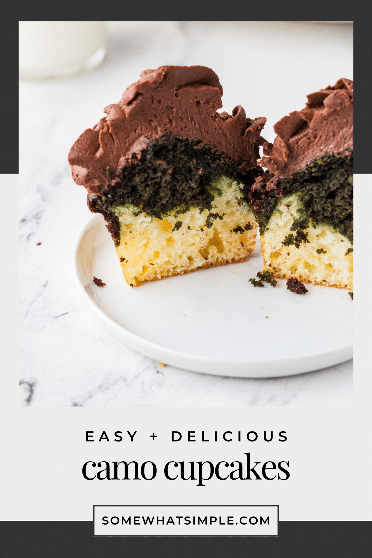 Celebrate your favorite soldier with these easy Camo Cupcakes! Perfect for military parties, Army birthdays, or welcome-home events. via @somewhatsimple