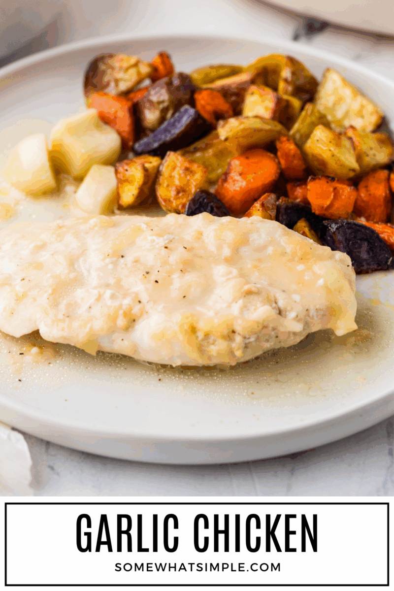 close up image of a Garlic Chicken breast, plated