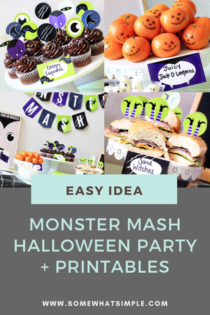 The most adorable Halloween Party Printables in all the land, along with simple yet awesome Monster Mash Party ideas that kids and parents will love! This fun idea comes with free printables that will have your decorations, invitations and food covered. via @somewhatsimple