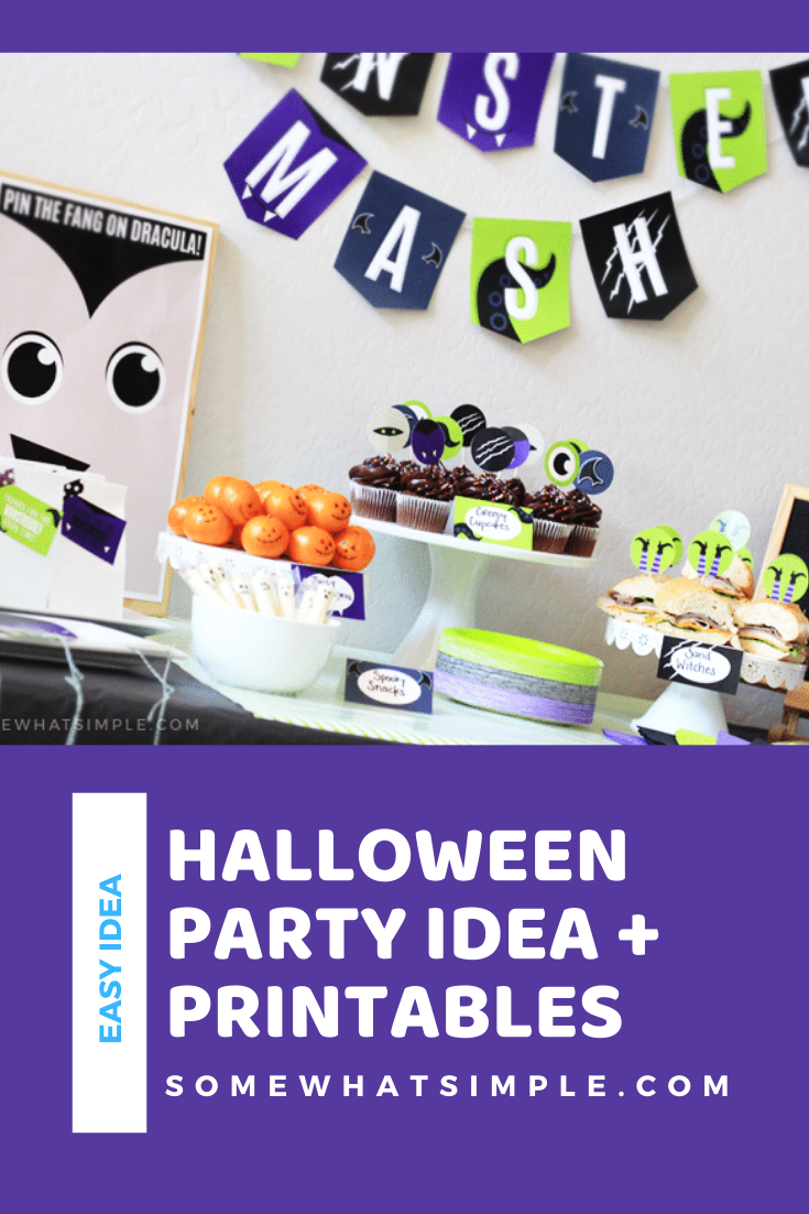 The most adorable Halloween Party Printables in all the land, along with simple yet awesome Monster Mash Party ideas that kids and parents will love! This fun idea comes with free printables that will have your decorations, invitations and food covered. via @somewhatsimple